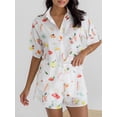 thumbnail image 3 of SUNSIOM Ensemble d'Été 2 Pcs pour Femmes Imprimé Fruits Manches Courtes Col à Revers Boutons avec Shorts Ensemble de Plage, 3 of 6