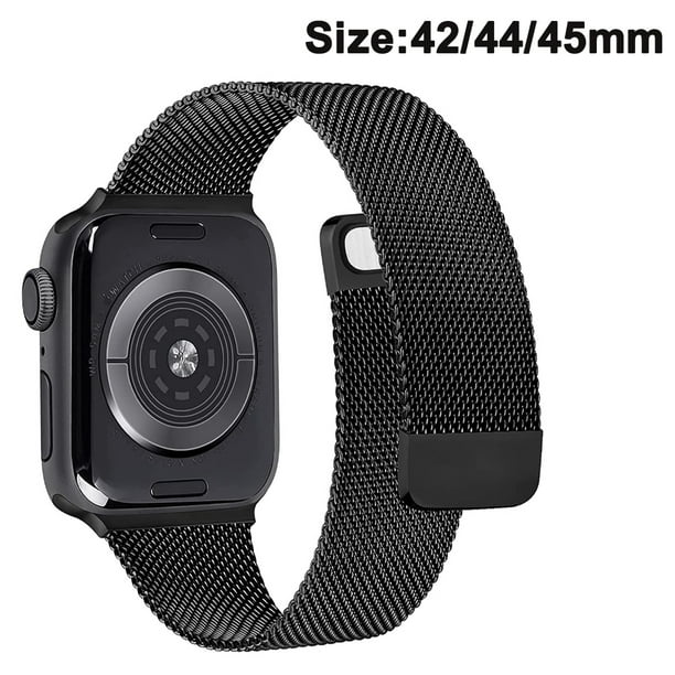 Cierre magnético de acero inoxidable de malla de banda de metal compatible con Apple Watch Band, correa de reloj deportivo para mujeres y hombres compatible con la serie iWatch Adepaton 222875-4