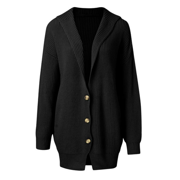 Gibobby Sueter de Mujer Sueter de frente abierto para mujer Abrigo de punto Cardigan de manga larga de invierno Negro L Walmart en linea