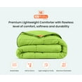 thumbnail image 3 of Queen Comforter Solid Parrot Green 300 GSM Plush Siliconized Microfiber Fill Duvet Insert Box Stiched Quilted Fluffy Soft 600 TC Egyptian Cotton Shell with Piping & Pillowcases, 3 of 8