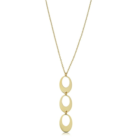 KoolJewelry 14k Yellow Gold Triple Oval Drop Necklace (adjusts from 17" to 17.5")
