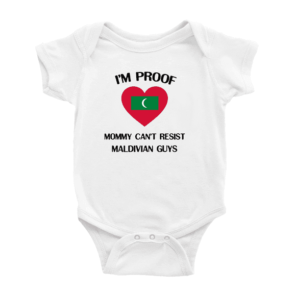 I'm Proof Mommy Can't Resist Maldivian Guys Cute Baby Bodysuit Baby Clothes (White, 0-3 Months)