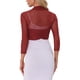thumbnail image 3 of INSPIRAR CHIC Blusas Semitransparentes para Mujeres Elegantes con Mangas 3/4 Cárdigan Bolero Shrug Rojo Profundo S, 3 of 5