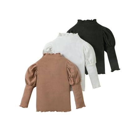 

Wallarenear 3-Pack Little Girl Turtleneck Sweatshirt Long Sleeve Fall Winter Pullover Tops