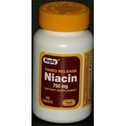 Rugby Niacin Timed Release Dietary Supplement Tablets, 750 mg, 100 Count