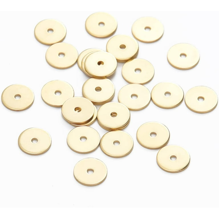 500PCS 18K Gold Plated Brass Disc Spacer Beads 6x0.5mm Hole: 1mm 