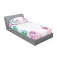 thumbnail image 3 of Ambesonne Abstract Fitted Sheet & Pillow Sham Set, Digital Bridal Flowers, Queen, Multicolor, 3 of 3