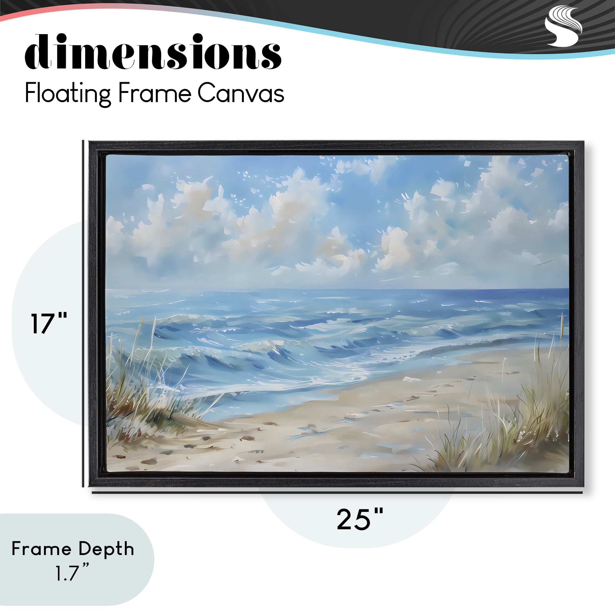 Stupell Industries Coastal Tranquility Horizon Black Framed Floater Canvas Wall Art, design by Creative Studio
