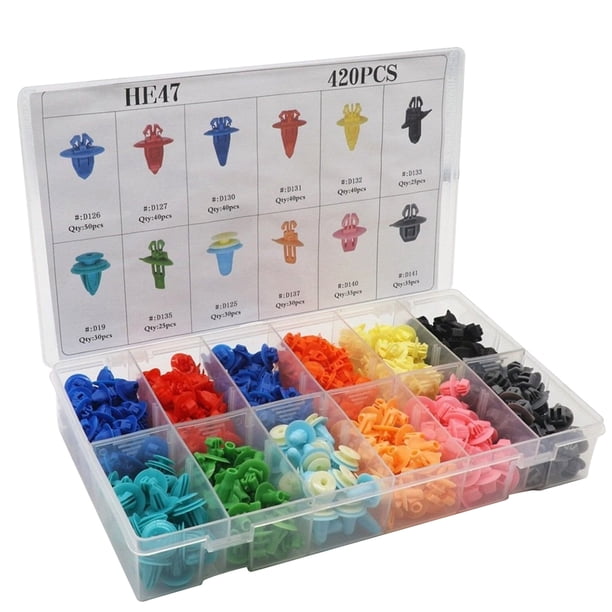Clips Sujetadores de pinzas acampadas Kit de accesorios automotrices Kit de parachoques Push-in Molding Fender Front Side Ath Rivet 420 piezas AweSitey VI002354-00B
