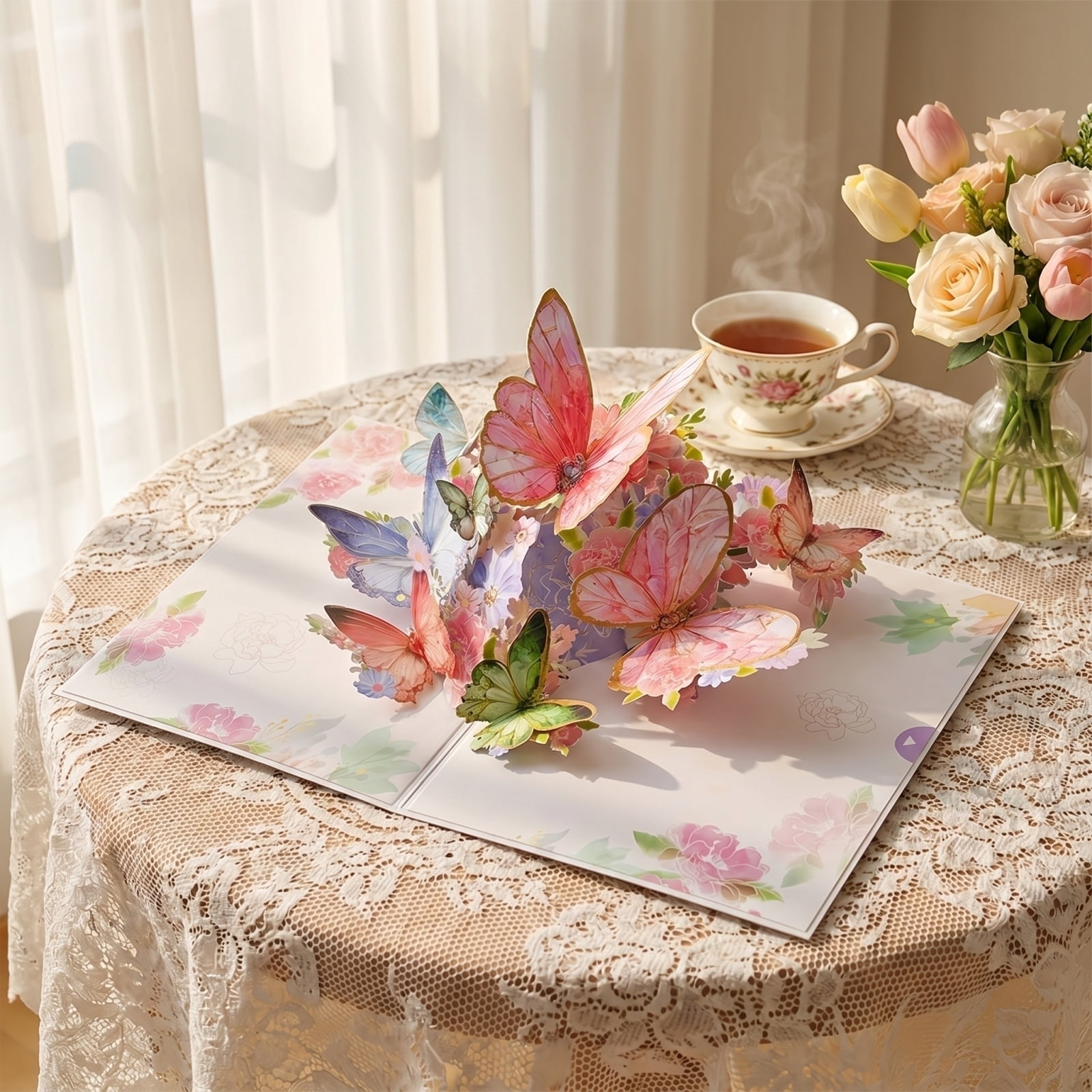 StlyGar Gold Foil 3D -Up Greeting Card, Elegant Thank You or Birthday Card with Envelope for Her