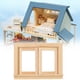 thumbnail image 1 of Ventana de madera, mini ventana de simulación de madera, ventana de casa de muñecas, ventana de madera de casa de muñecas, parte superior de la línea, 1 of 9
