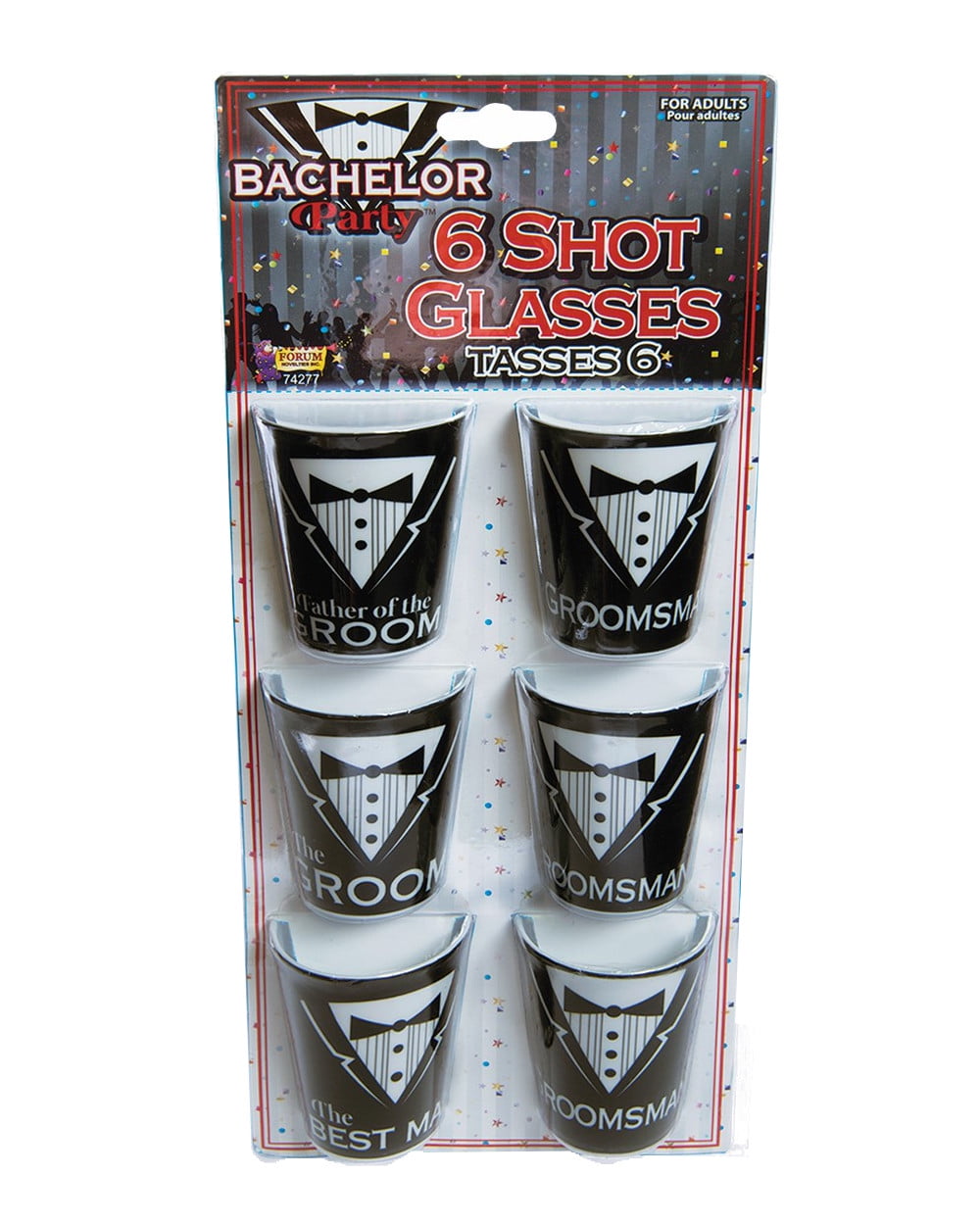 Adult's Mens Bachelor Party 6 Piece Novelty Shot Glass Set Costume Accessory by Forum Novelties