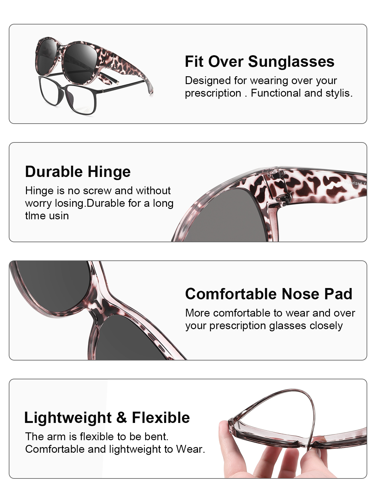 TINHAO Polarized Fit Over Sunglasses, Large Cat Eye photo 5