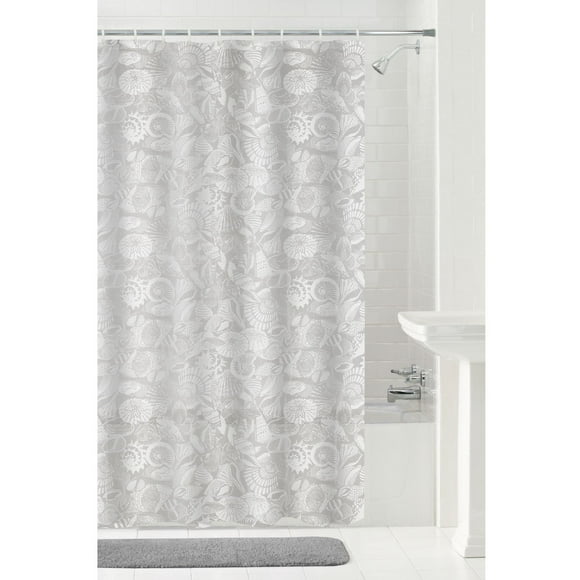 Mainstays Seashells PEVA Shower Curtain, 70" x 72", White