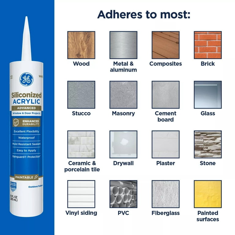 GE Siliconized Acrylic Multipurpose Sealant Window & Door, Pack of