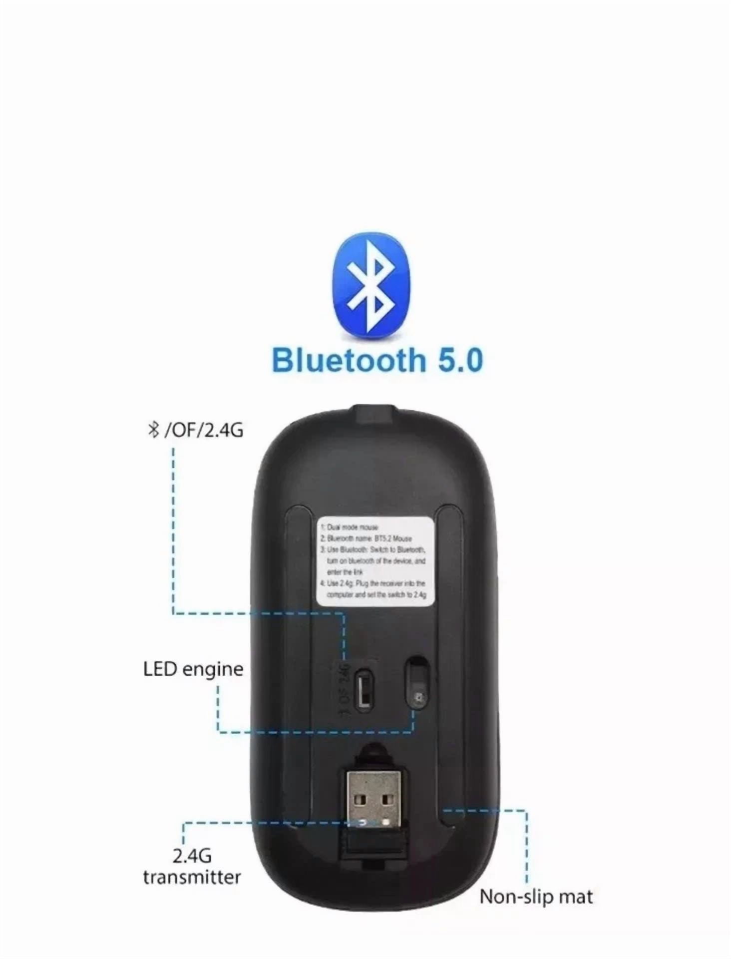 2.4Ghz Bluetooth Wireless Optical Mouse Usb Rechargeable Rgb Office Pc ???????