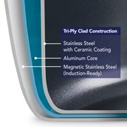 Tramontina Utsava Tri-Ply Clad 2.9 Qt Covered Deep Sauté Pan with Ceramic Interior – Induction-Ready