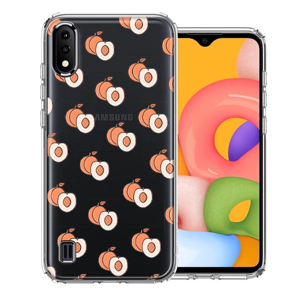MUNDAZE For Samsung Galaxy A01 Polka Dot Peaches Design Double Layer Phone Case Cover