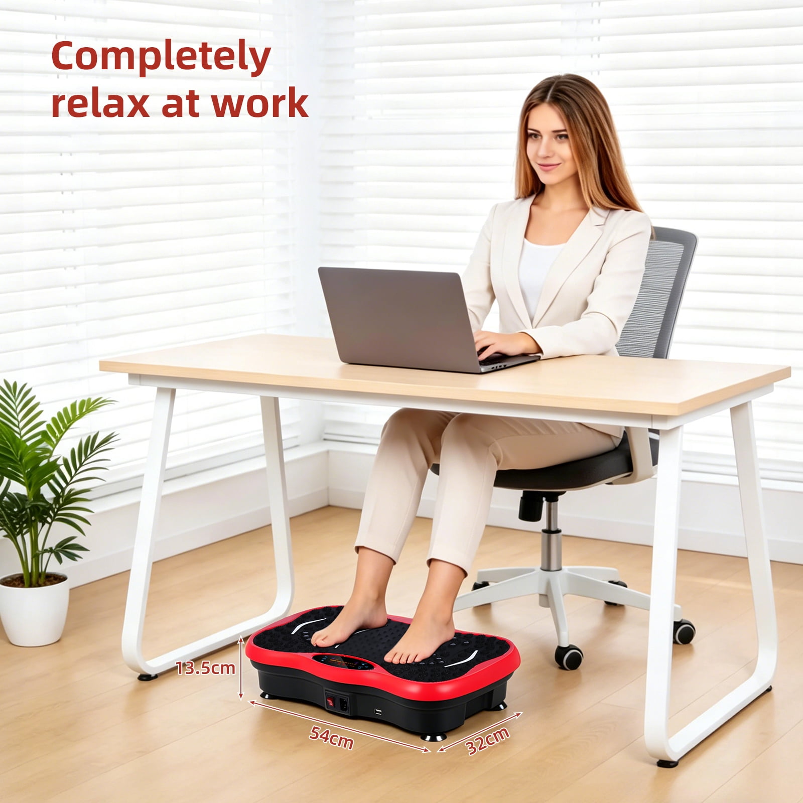 Vowella Vibration Plate Exercise Machine with 99 Speed Levels, Compact Home Fitness Platform for Weight Loss, Toning & Full Body Workout, 6 Workout Modes, Bluetooth & LCD Display, Holds 330 lbs, Red