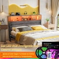 thumbnail image 4 of Cabecera Queen Size con Estación de Carga Y Luces RGB LED, Cabecero para Cama con Almacenamiento, Solo Tablero de Tamaño Completo, Altura Ajustable, Cabecero Reversible (Queen), 4 of 7