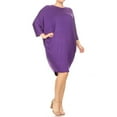 thumbnail image 2 of Women's Plus Size Casual Solid Loose Fit 3/4 Sleeve Dolman Sleeve Midi Dress, 2 of 5