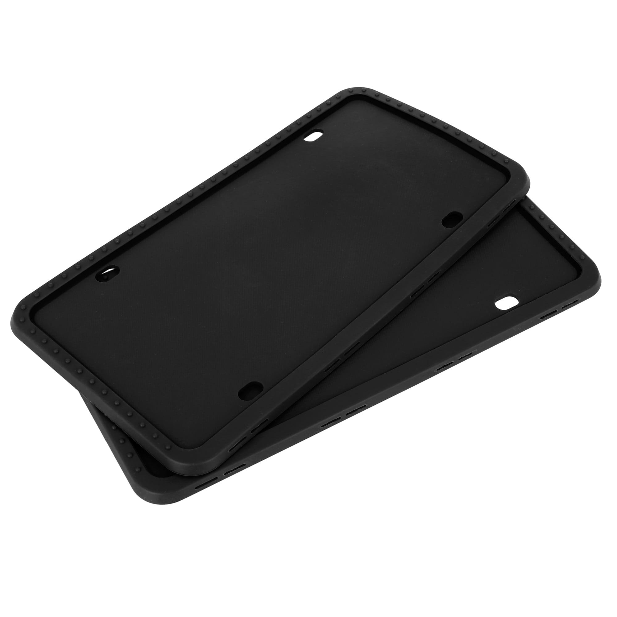 Unique Bargains 2 Pcs Black Silicone Vehicle Car License Plate Frame Water Shockproof 30x15x0.5cm