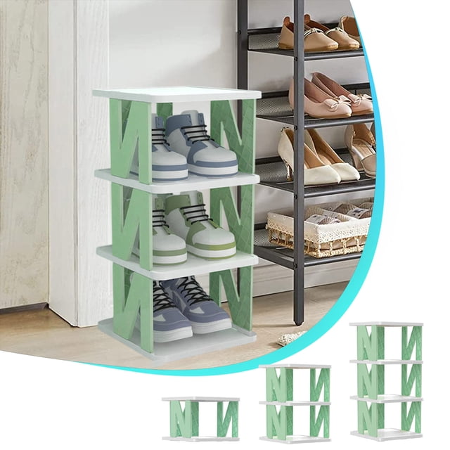 COM1950s Sturdy Multi-Tier Shoe Rack for Doorways, Dustproof Plastic Shoe Cabinet with Ventilated Design, Space-Saving Dorm & Apartment Storage Shelf in Green