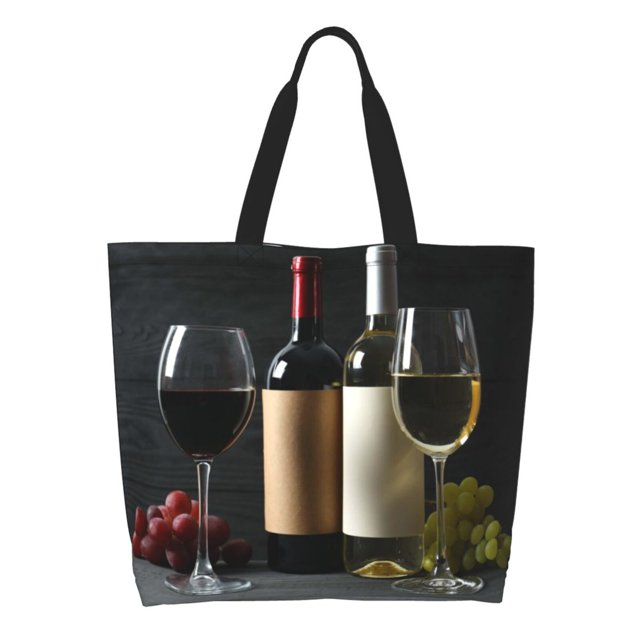 Disketp Two Bottles Of Red And White Wine Bolsa Tote Estampada para Mujer, Bolso de Hombro y de Mano para Compras y Viajes