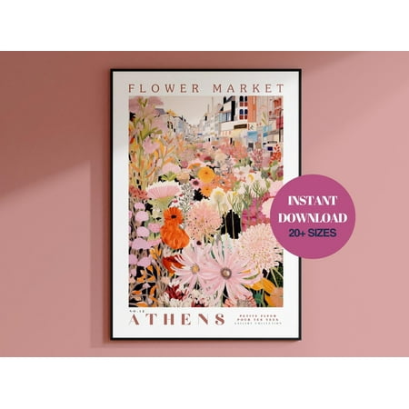 Athens Flower Market Print, Botanical Wall Art, Floral Decor Posters, Athens City Poster, Greece Travel Art, Print Wall Art, Modern Wall Decor For Living Room, 8x12 UNFRAMED