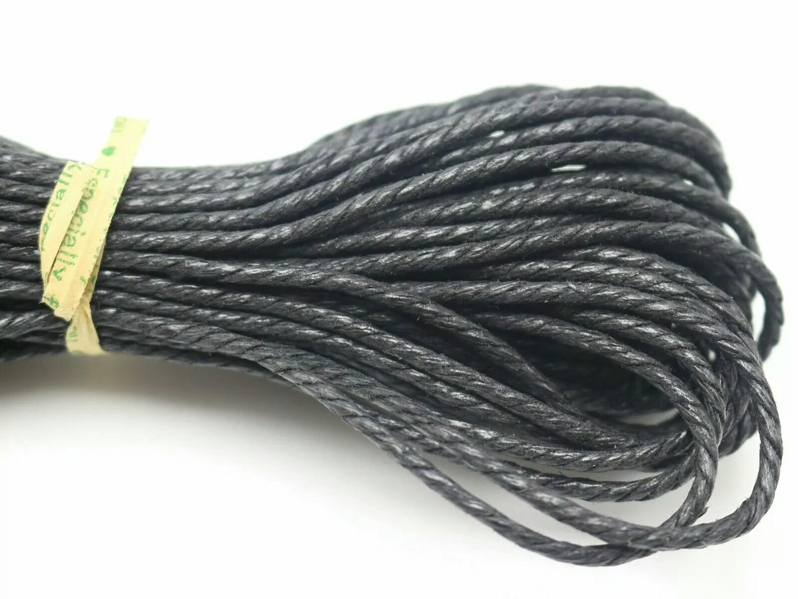 U8MO 100 Meters Black Waxed Twisted Cotton Cord Thread Line 2mm Macrame Rope String
