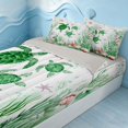 thumbnail image 2 of Erosebridal Marine Turtle Zipper Twin Comforter Sets with Fitted Sheet and 2 Pillowcases, Coastal Wildlife Zipper Bedding Set, Gray Reversible, 2 of 7