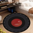 thumbnail image 4 of Qiweii Music Record Black Round Area Rug for Bedroom Bathroom Living Room Study Playing,Non-Slip Floor Mat Carpet Home Decor Rugs, 3' Diameter, 4 of 6