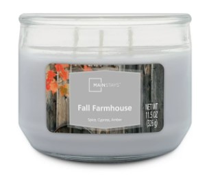Mainstays Fall Farmhouse Scented 3-Wick Glass Jar Candle, 11.5 oz