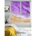 thumbnail image 2 of Purple Coastal Beach Sheer Curtains 72 Inch Length 2 Panels Set, Summer Nautical Ocean Beige Seaside Voile Window Treatment Rod Pocket Curtains Sheers Drapes for Bedroom/Living Room/Kitchen 52"x72"x2, 2 of 7