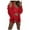 Red, variant on Women's Winter Warm Three-Piece Soft Flannel Shorts Pajamas Set With Cute Cat Beard Hood Yellow L