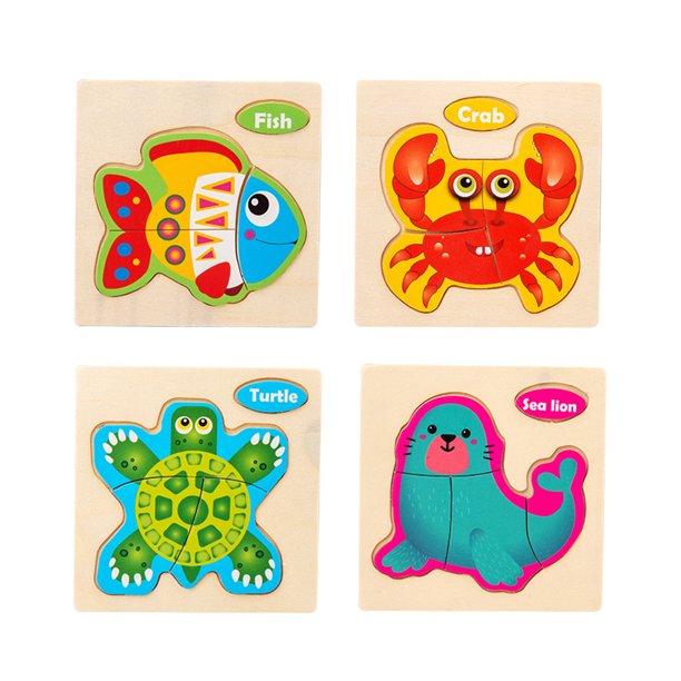 Rompecabezas De Animales De Dibujos Animados De Madera Para Niños, Juguetes De Educación Temprana Para Niños, Desarrollo De Coordinación Mano-Ojo Minnieouse FN007803-03