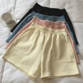 thumbnail image 3 of Pantalones cortos con bolsillos para dormir para mujer, ropa de dormir de estilo coreano, con cintura elástica, color liso, para habitación, verano, 2023, 3 of 4