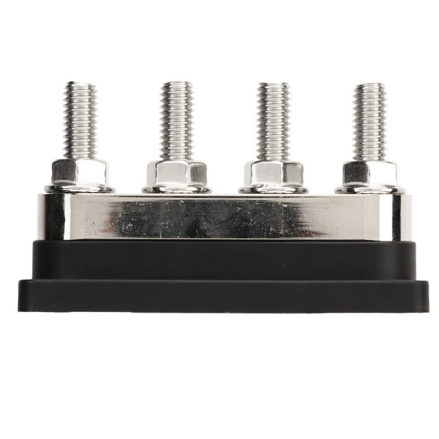 600A Bus Bar 4 Stud 3/8" M10x4 High Current Copper Busbar Terminal Block Marine Battery Ground Distribution Block DC 12-48V 4 Post Power Distribution Block Bus Bar With Cover