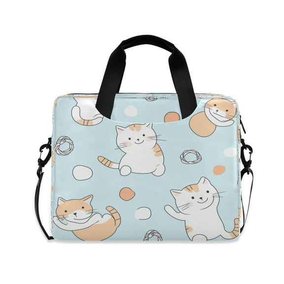 16inch Laptop Briefcase, Business Laptop Bag with Detachable Strap & Padded Compartment, Water-Resistant Polyester，Cute Cats
