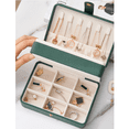 thumbnail image 4 of Joyero para mujer, almacenamiento de joyas y viajes, pequeño joyero, estuche de almacenamiento para anillos, pendientes, collares, pulseras (verde) ER, 4 of 5