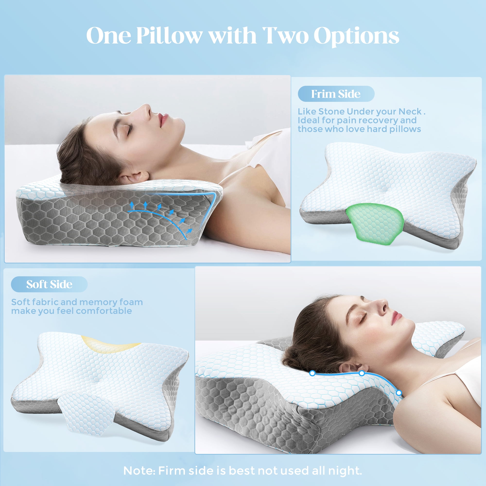 Hard pillow top for neck pain
