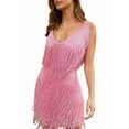 thumbnail image 3 of Women 1920s Dance Dress Sequin Tassel Fringe Flapper Latin Rumba Dress Tango Ballroom Dancing Dresses Pink S, 3 of 9