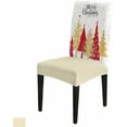 thumbnail image 6 of Chair Covers for Dining Room Set of 6,Christmas Green Xmas Tree Stretch Seat Protector Removable Washable Chairs Slipcovers for Kitchen Banquet Wedding Hotel,Golden Winter Snowflakes on White, 6 of 6