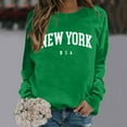 thumbnail image 2 of Gaexia Sweatshirt for Women Cotton Printed Round Neck Pullover Long Sleeve Streetwear Sweatshirt Soft Comfortable Casual Fashion Top,Green,XL, 2 of 6