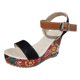 thumbnail image 1 of Bmisegm Ladies Summer Retro Ethnic Style Printing High Heel Thick Bottom Buckle Large Size Slope Heel Sandals Sandals Women Summer Black 7.5, 1 of 9
