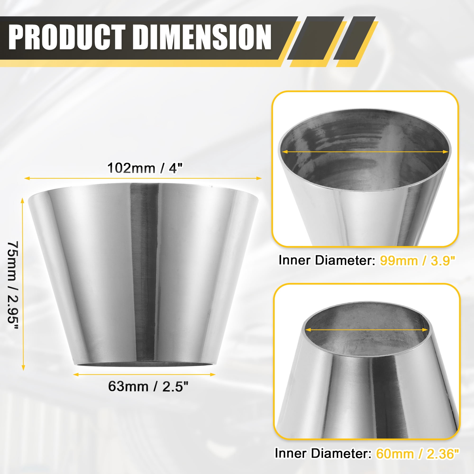 Unique Bargains Car Mandrel Exhaust Bend Elbow Pipe Concentric Reducer 1pcs 2.5"-4" OD