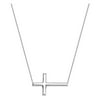 14K White Gold Sideways Cross Necklace. Adjustable Cable Chain 16" to 18"