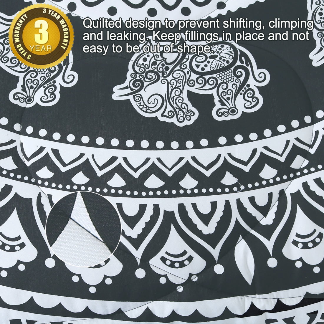 Unique Bargains 3-Piece Bohemian Luxury Polyester Comforter Set 100%Polyester King