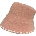 thumbnail image 4 of CoCopeaunts Bucket Hat for Women Solid Color Soft Wool Fisherman Hat Winter Wool Warm Fashion Plaid Brim Foldable Basin Hat, 4 of 8