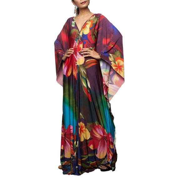 Bsubseach Plus Size Caftan Dress for Women Summer Beach Dresses Maxi Kaftan Swimwear Cover Ups